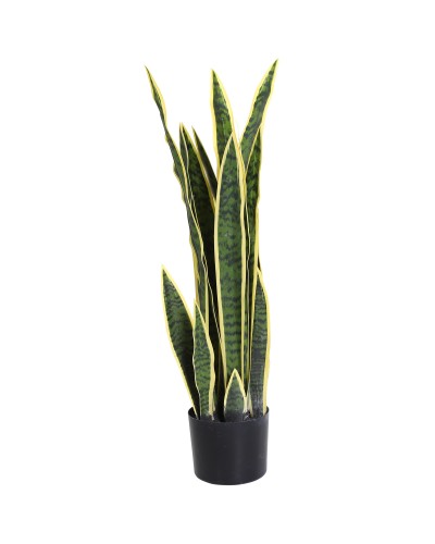  Sanseveria Artificiale Pianta Finta Realistica con Vaso,  Ø15cm x 80cm, Verde e Giallo