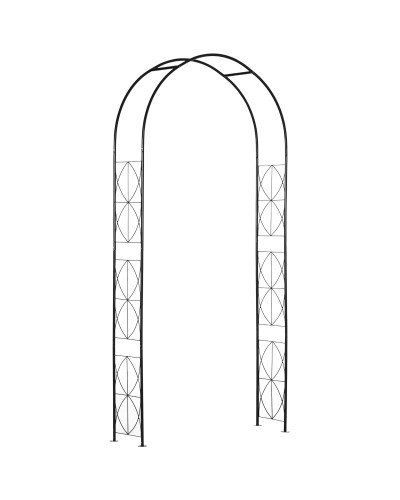 Metal Rose Arch and Climbing Plant Support, 114x30x230cm, Black