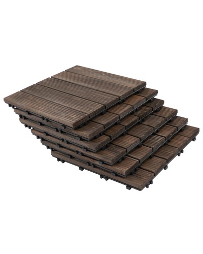 Piastrelle per Esterni Pavimento in Legno, Set 27 Pezzi Montaggio a Incastro, 30x30x2.5 cm