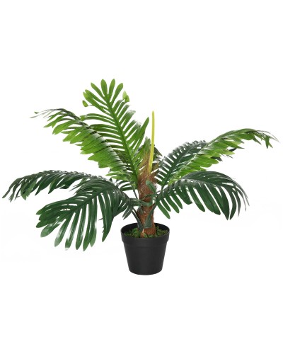  Palma in Plastica Decorativa, Pianta Tropicale Finta con Vaso per Interno ed Esterno, Ф16 x 60cm