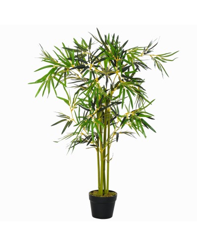  Bambù in Vaso Artificiale, Pianta Finta Decorazione per Interno ed Esterno, Altezza 120cm, Verde