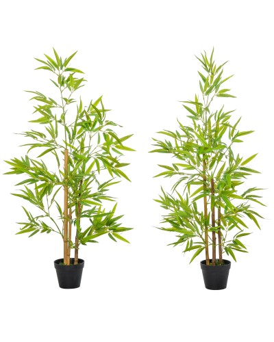  Set 2 Piante di Bambù Artificiali in Vaso da 120cm per Interni ed Esterni