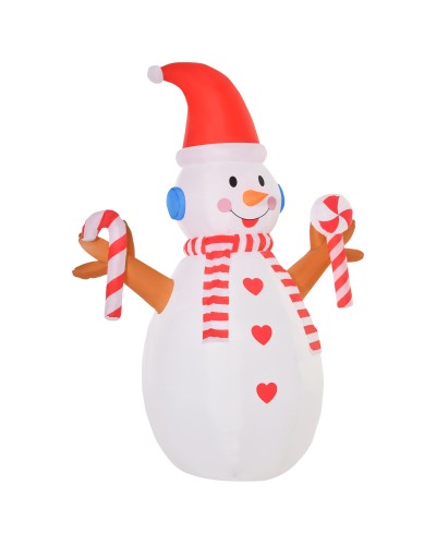  Pupazzo di Neve Gonfiabile 240cm, Decorazione Natalizia per Esterno con Luci a LED in Poliestere Impermeabile IP44