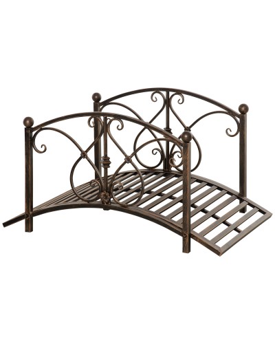 Vintage Garden Bridge with Floral Accents, Metal, 99x68x53cm, Black