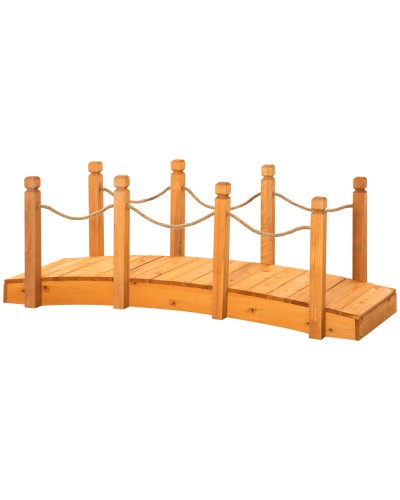  Ponticello di Legno da Esterni con Sponde in Canapa, Struttura in Legno d'Abete, 150x58x58.5cm, Arancione