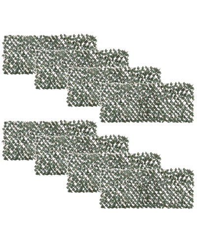  Finta Siepe 8 Pezzi Parete Verde Estensibile per Esterni, in Legno e Poliestere, 200x100cm