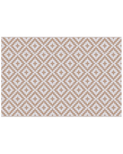  Tappeto Esterno per Balcone e Terrazza Reversibile con Fantasia Geometrica, 2.74x1.82 m, Caffè e Bianco