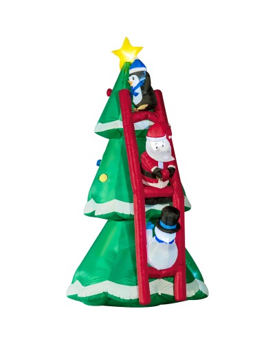  Albero di Natale Gonfiabile con Babbo Natale e Luci LED, Gonfiatore Incluso, 162x125x247cm
