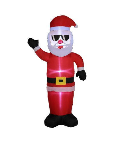  Babbo Natale Gonfiabile con Occhiali da Sole, Luci LED e Gonfiatore Incluso, 89x44x178cm