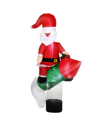 Inflatable Santa with Missile, LED Lights and Included Inflator, 154x76x183cm