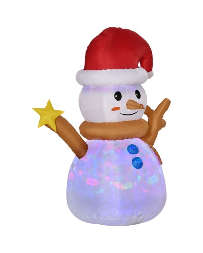  Pupazzo di Neve Gonfiabile con Luce LED Colorata con Gonfiatore Incluso, 97x50x120cm