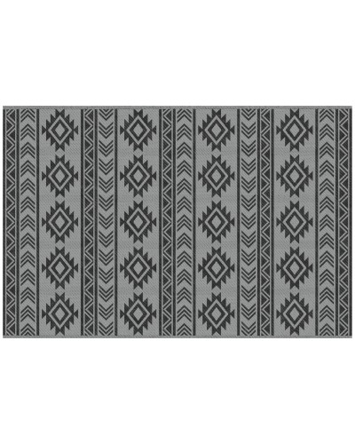 Black and Grey Modern Outdoor Rug in PP Reversible Foldable Design, 182x274 cm