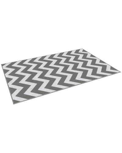 Reversible Outdoor Rug with Geometric Pattern, 121x182 cm, Grey and White