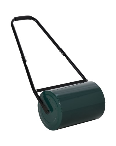 30L Lawn Roller with Scraper Bar, Metal, 102x50x30 cm, Dark Green