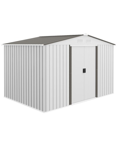 Steel Garden Shed with Double Sliding Doors, 277x195x192cm, Silver