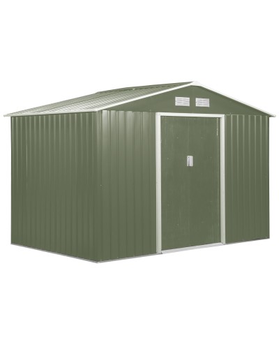 Garden Shed with 2 Sliding Doors & 4 Steel Vents, 277x195x192cm, Light Green