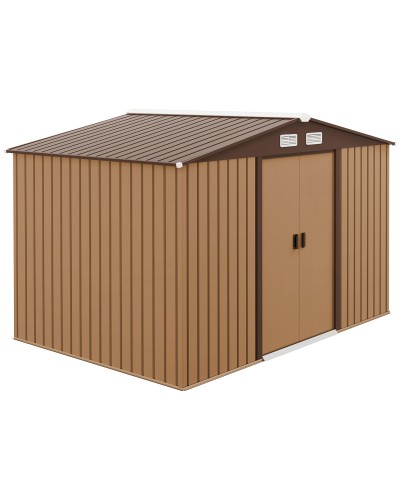  Casetta da Giardino 4.9 m² con Fondazione, 4 Prese d'Aria e 2 Porte Scorrevoli, Capanno Porta Attrezzi in Lamiera d'Acciaio, 27