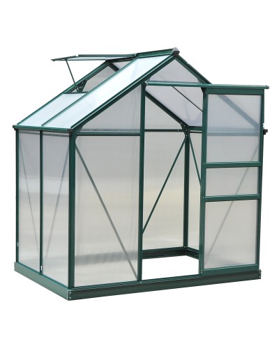 UV Protected Polycarbonate Greenhouse with Window and Sliding Door, 190x132x201cm