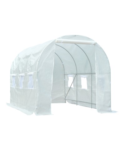 PE Plant Tunnel Greenhouse with Iron Tubes, White, 350x200x200cm