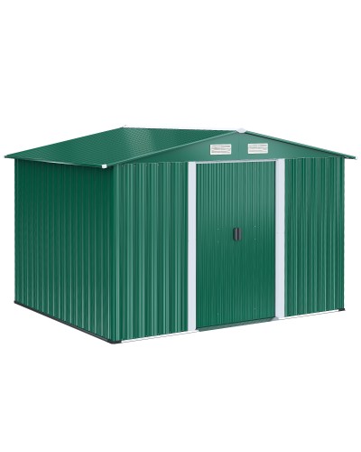 Steel Garden Shed Tool Storage, Steel Garden Shed with Base & Sliding Doors, 258x206x1
