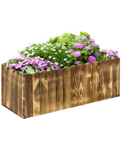  Fioriera da Giardino Rettangolare per Interni ed Esterni, in Legno di Abete, 80x33x30 cm, color Legno