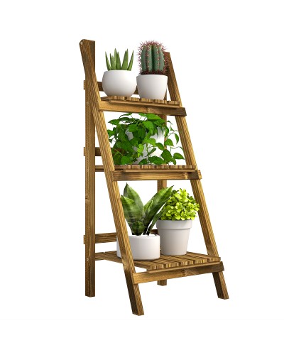 3-Tier Wooden Plant Stand Folding Flower Display Shelf