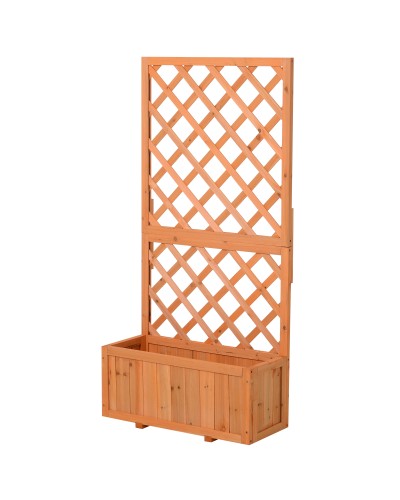 Outdoor Planter with Trellis for Climbing Plants & Pot, Fir Wood, 72.5x31.5x149.5 cm, Orange