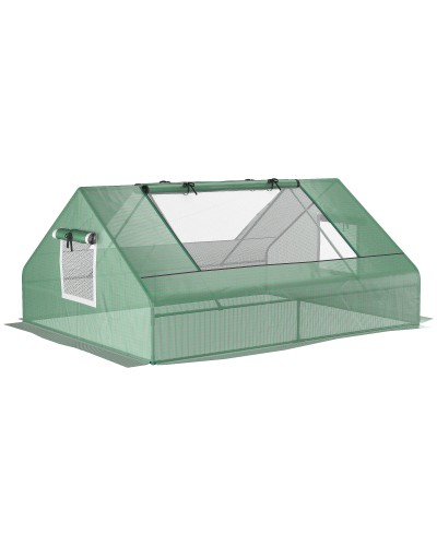 Steel Garden Greenhouse with PE Cover, Roll-Up Doors & Windows, 180x140x80cm, Green