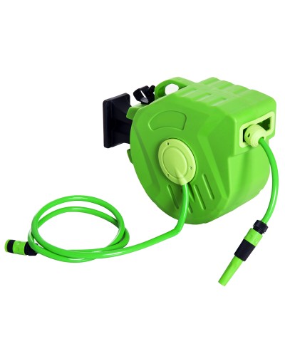 15m Retractable Garden Hose Reel with 180° Swivel Wall Mount, Automatic Hose Reel
