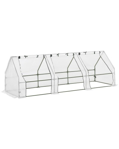  Serra da Giardino a Tunnel in PE con Bordi Allungati e Porte a Cerniera, 270x90x90 cm, Bianco