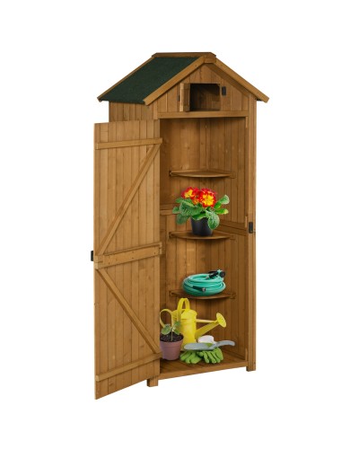  Capanno da Giardino Porta Attrezzi in Legno Impermeabile, 77x54.2x179cm - Giallo