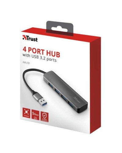 Trust 4-Port USB 3.0 Hub - Fast Data Transfer - Compact & Portable
