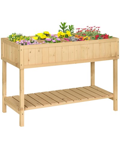  Letto per Orto Rialzato in Legno Orto Pensile Urbano con 8 Griglie e Ripiano Inferiore per Piante da Giardino 120x60x81cm
