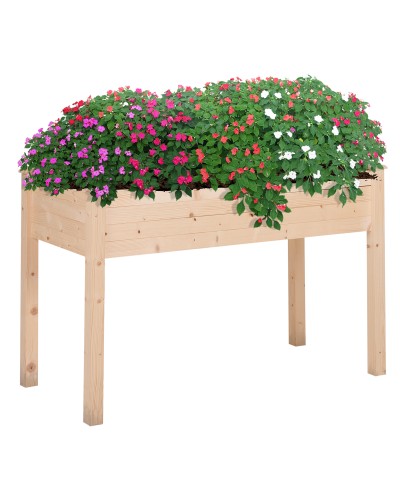 Raised Garden Bed, Elevated Planter Table with Fabric Liner for Garden, 122.5x56.5x76cm, Wood