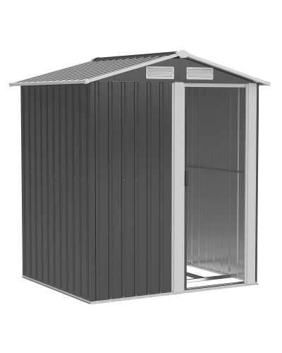 Steel Garden Shed Tool Storage with Sloped Roof and 4 Vents, 152x132x188cm
