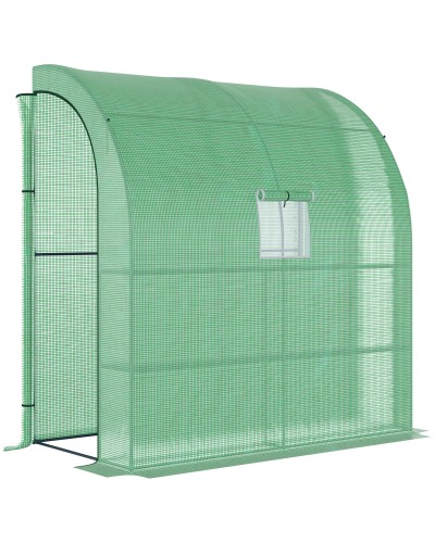 Wall Greenhouse with 2 Shelves for Plants & Flowers, Steel & PE, 200x100x215 cm, Green