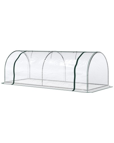  Oustunny Serra da Giardino con Porte Anteriori a Cerniera, in Acciaio e PVC, 250x100x80 cm