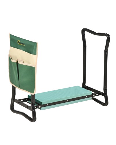 2-in-1 Kneeling Garden Bench Foldable with EVA Pads and Tool Pouch, Green and Black