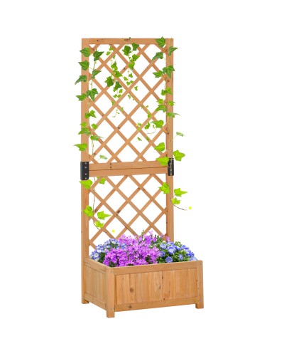  Fioriera con Grigliato da Esterno o Giardino, Vaso per Piante Rampicanti in Legno 60x40x160cm