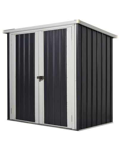 Steel Sheet Garden Shed with Double Door, 147x86x134cm, Black and White