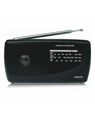 Haeger Portable AM/FM Radio Black - PR-TRI.002A - Travel Radio
