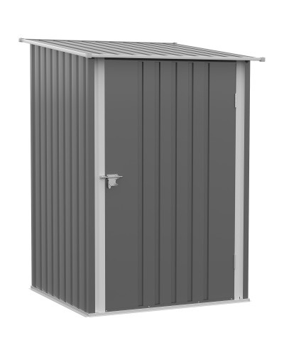 Galvanized Steel Garden Tool Storage Shed with Door, 100x103x160cm, Grey