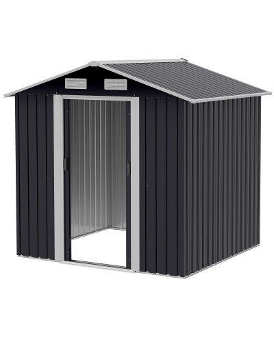  Capanno da Giardino 2x1.5x1.9m in Acciaio Zincato, Doppia Porta Scorrevole e 4 Prese d'aria