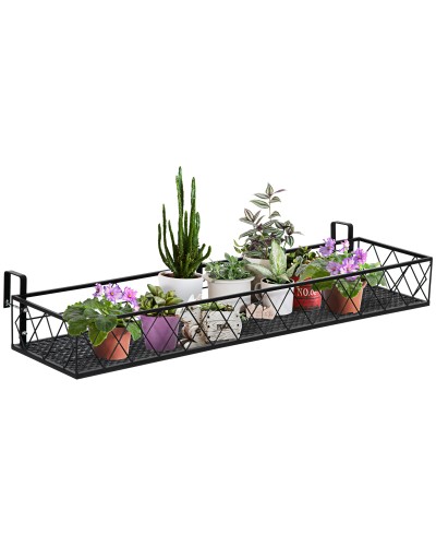  Fioriera da Esterno Portavasi con Ganci per Ringhiera Balcone in Metallo, 100x31x12cm, Nero