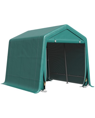  Garage Moto per Esterno 2.4x2 m, Tenda Garage per Attrezzi in Metallo e Tessuto PE, per Moto e Biciclette, Verde