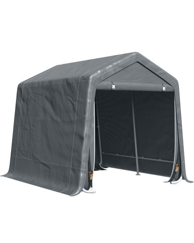  Tendone Garage per Auto, Moto e Attrezzi in Metallo e Tessuto PE, 280x240x240cm, Grigio