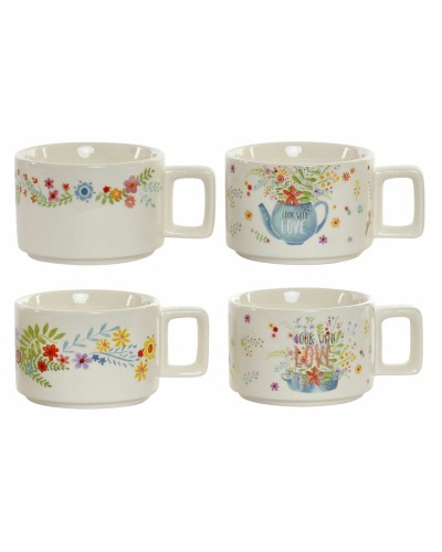 Osainen kahvikuppisetti DKD Home Decor Monivärinen Metalli Bambu Dolomite 260 ml