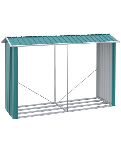  Legnaia con Struttura in Acciaio Galvanizzato e Base rialzata, 240x 86x160cm, Verde