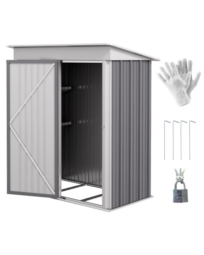 Steel Garden Shed Tool Storage with Lockable Door, 161x95x163/181cm, Grey