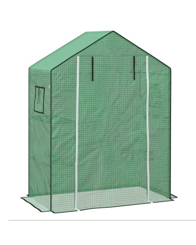 PE Greenhouse Cover with Zipper Door and Windows, 140x73x190cm, Green